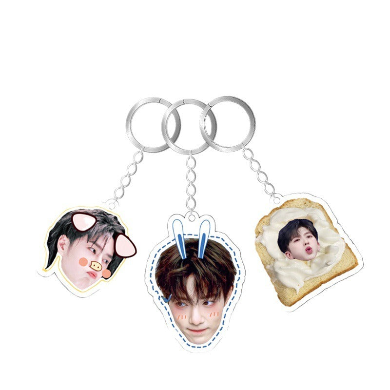 Acrylic keychain custom pet glue pendant pendant diy anime star photo