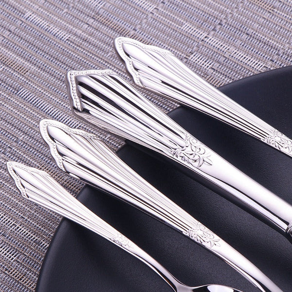 304 stainless steel knife, fork, spoon, hotel Western tableware, steak knife, fork, dessert spoon, fork, 4 piece  set