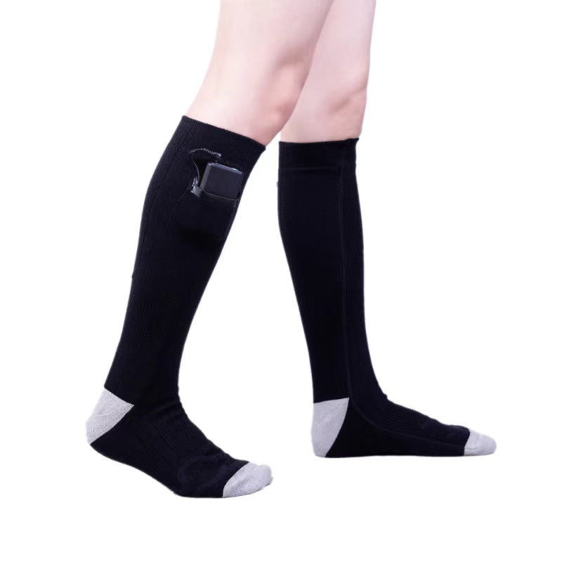 Hot socks for winter warmth, electric socks with USB charging, long tube, cold resistant socks for men and women, warm feet for winter heating