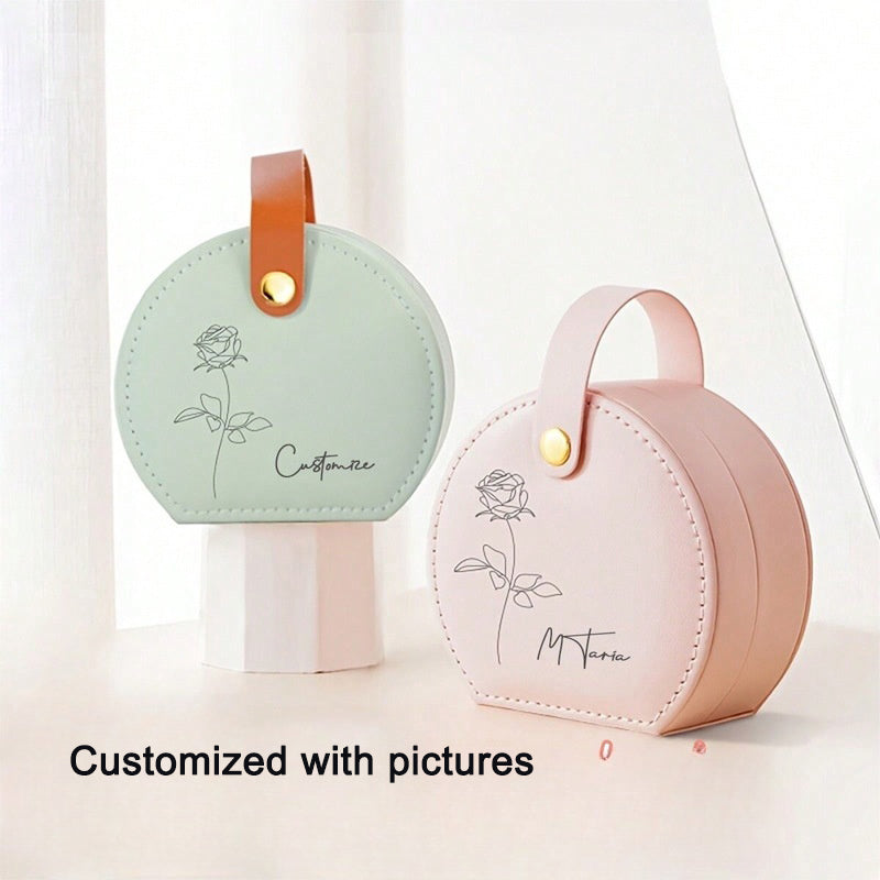 Customized pattern PU jewelry box for high-end travel rings necklaces and accessories