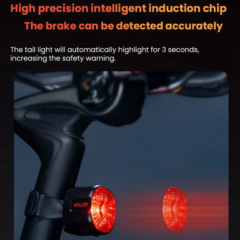 Bicycle Smart Brake Tail Light MTB Road Bike Auto Brake Sensing Light SB Rechargeable IPX6 Waterproof LED Warning Rear Lamp