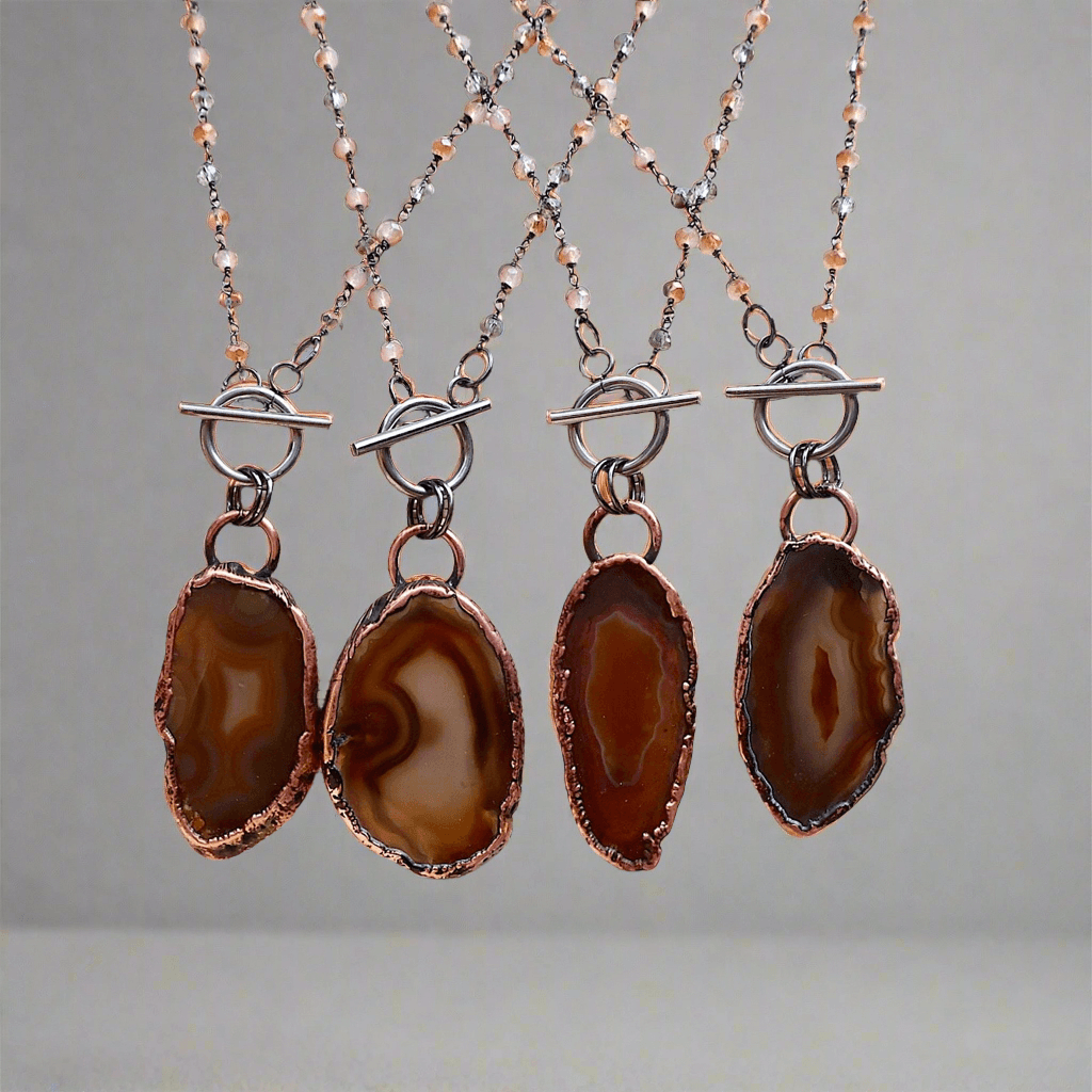 Handcrafted Agate Crystal Necklace Grounded Calm | By Blackbird & Sage