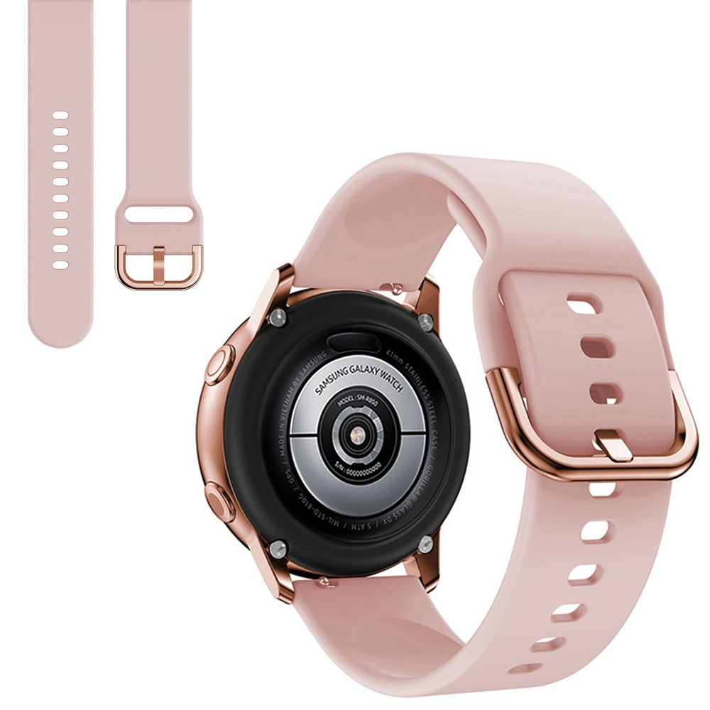 Suitable for Samsung Galaxy Watch Active2 Solid Color Silicone Strap 20/22mm Universal Strap