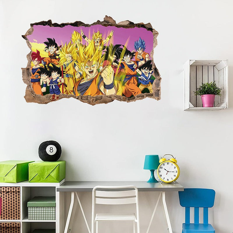 Cartoon anime children's room 3D broken wall wall decoration wall sticker self-adhesive seven dragon ball game wall decoration p