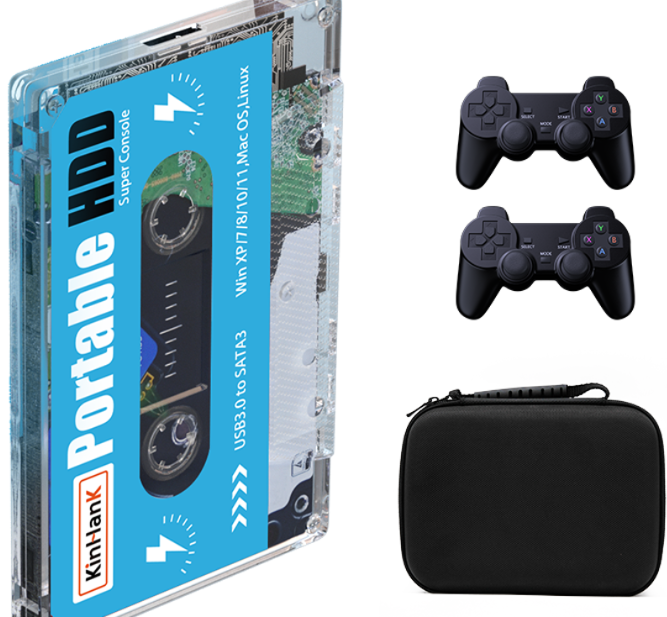 Kinhand 500G HDD Portable External Hard Drive Disk 55000 Retro Games For PSP/SEGA SATURN/Wii Gaming Card for Computer Laptop