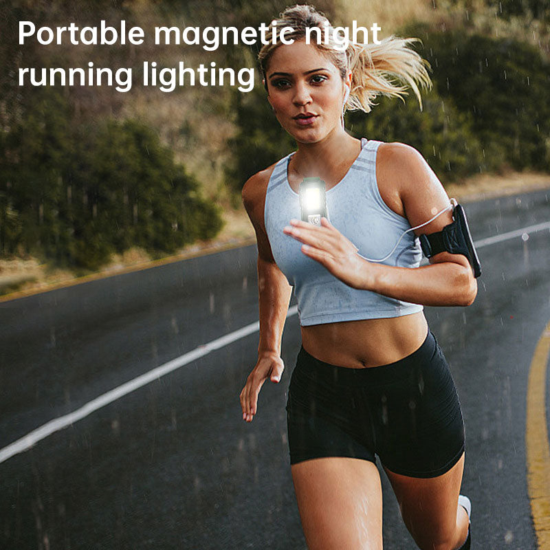 Outdoor Sports Night Running Safety Warning Light Field Floodlight Magnetic Suction Illumination Street Lamp Clip Cap Running Light