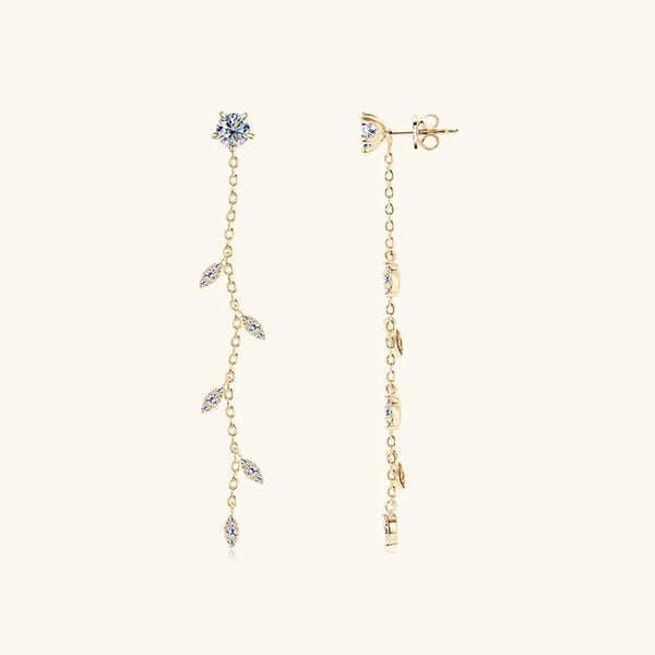 1.38 Carat Moissanite 925 Sterling Silver Leaf Earrings