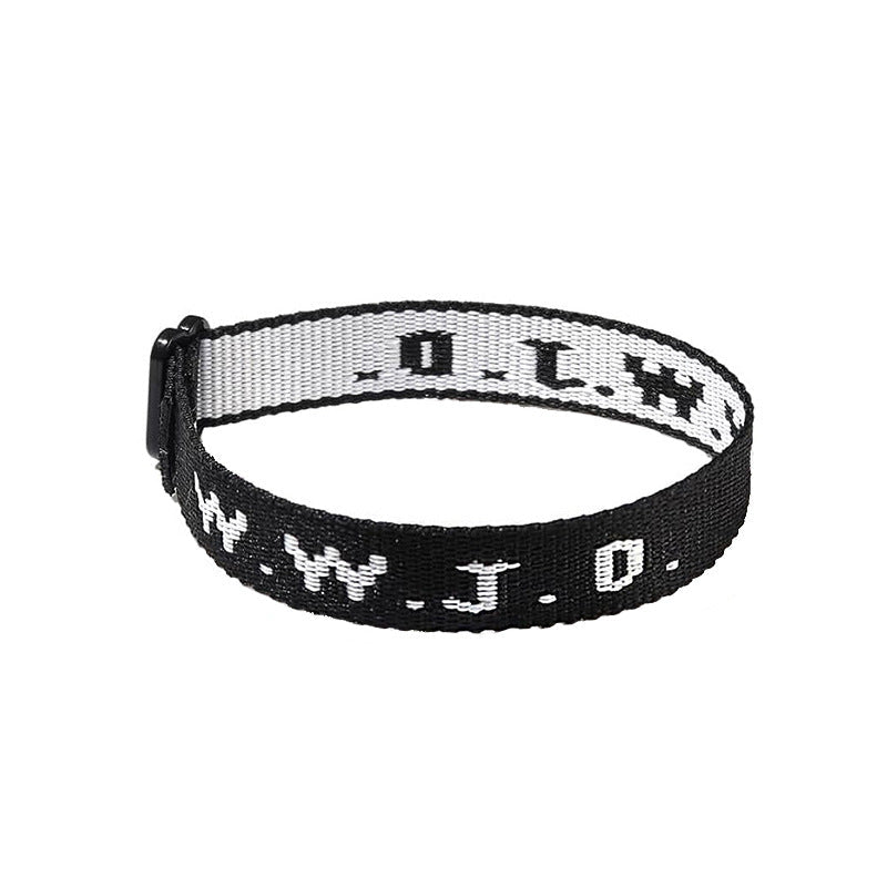Alphabet Jacquard Printed Wrist Strap Bracelet Strap Unisex WWJD Bracelet Adjustable Bracelet