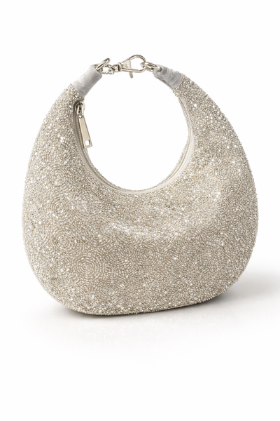 Silver Opal Crescent Clutch