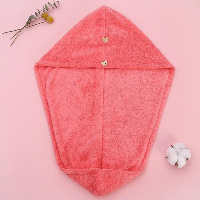 Super absorbent double-layer thickened coral velvet quick drying hair towel, shower cap, and headband towel