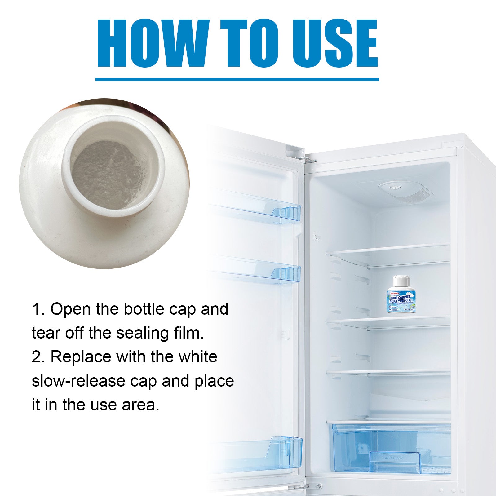 Refrigerator Deodorizer Purifying Gel, Indoor Refrigerator Deodorization Purification Fresh-Keeping Anti-Channeling Clean Odor