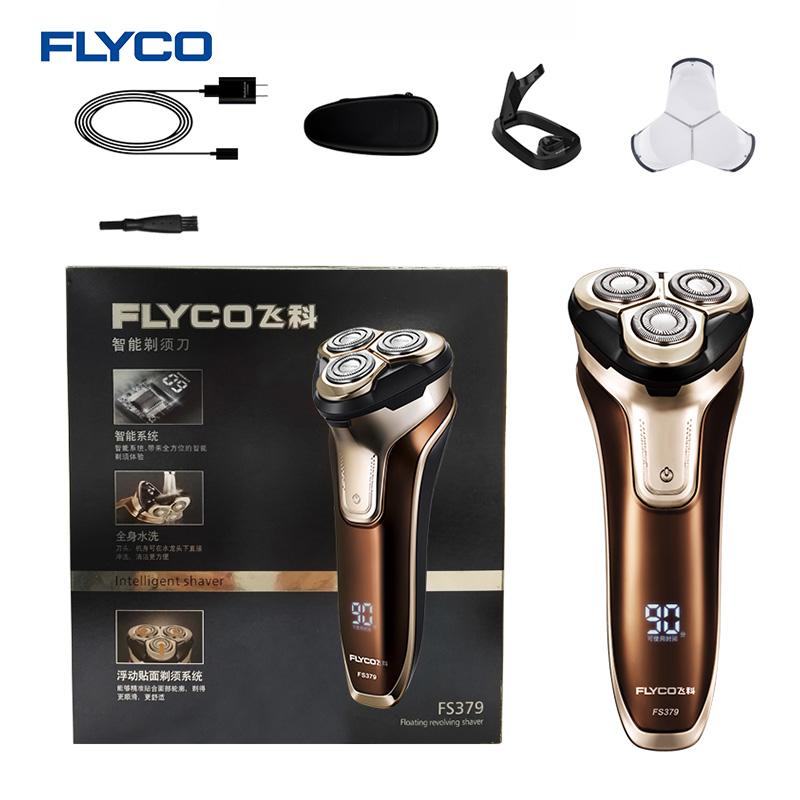 Flyco 3D floating head Rechargeable Portable body washable Electric Shaver Led Light Fast Charge FS379