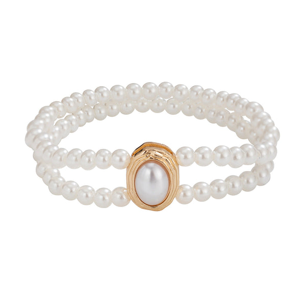 White anklets double-layer ankle bracelet with high-end and personalized bead, turquoise imitation pearl ankle chain