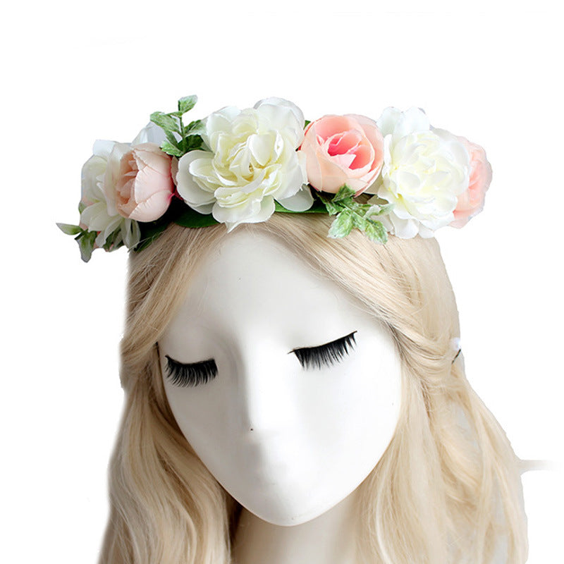 Flower garland handmade simulation flower ribbon hair accessory fresh wedding photography flower garland headwear