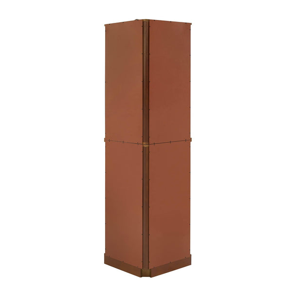 6 shelves corner Curio display cabinet with light mirror and adjustable shelves, walnut wood (excluding E26 light bulbs)