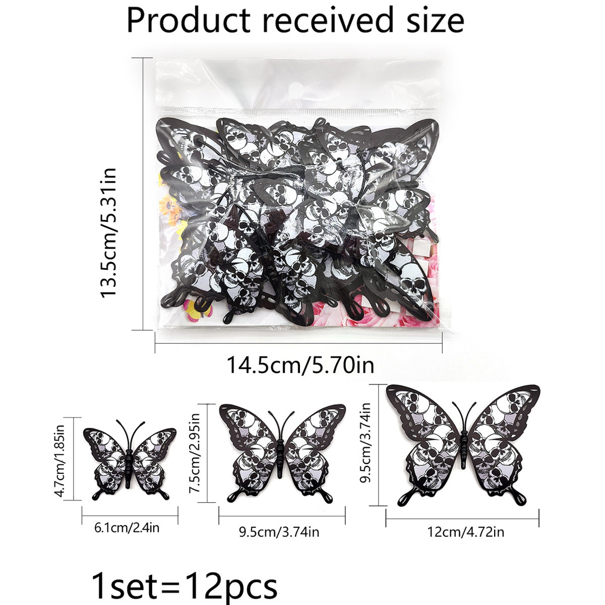 Halloween 3D Butterfly Bat Home Decor Wall Sticker 12 Pack Butterfly Sticker Wall Sticker
