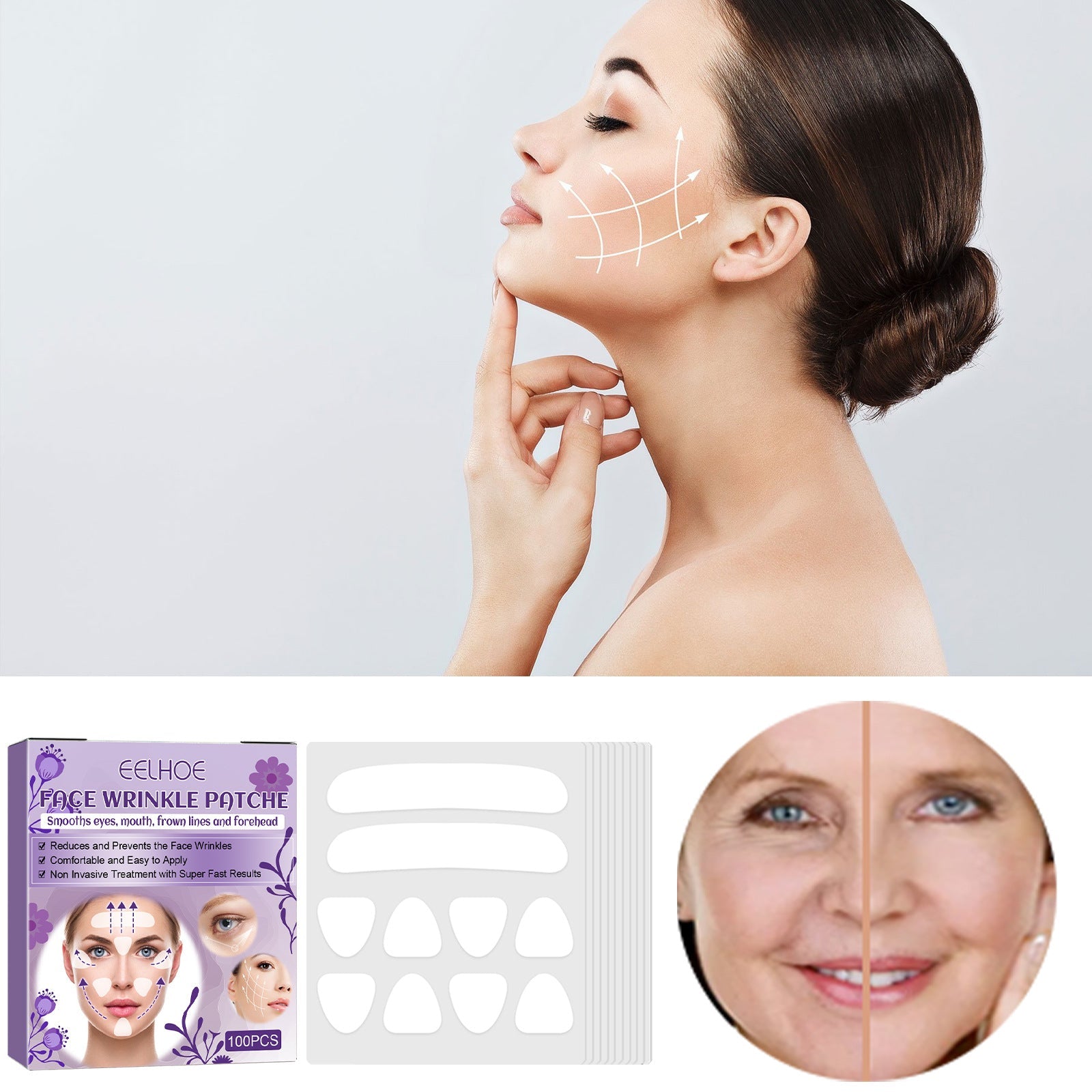 Facial Wrinkle Patch, Droop Decree Line Lift Facial Skin Tightens Mouth Line Cheek Patch