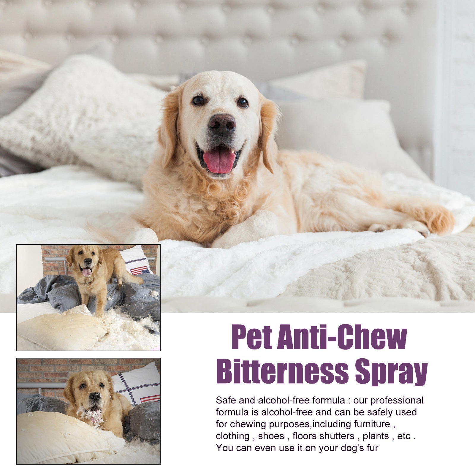 Anti-Chewing Bitter Spray For Pets, Prevent Dogs Tearing Apart Homes Scratching And Biting Long-Lasting Indoor Repellent Spray