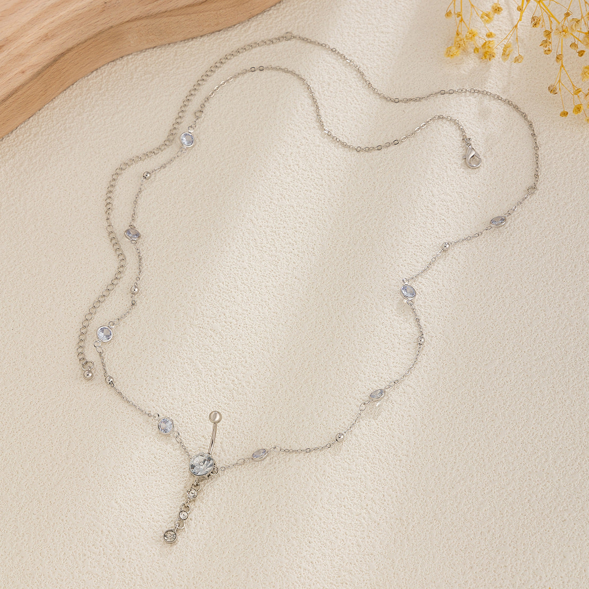 Trendy round bead alloy tassel pendant waist chain BodyChain simple temperament waist accessory for women