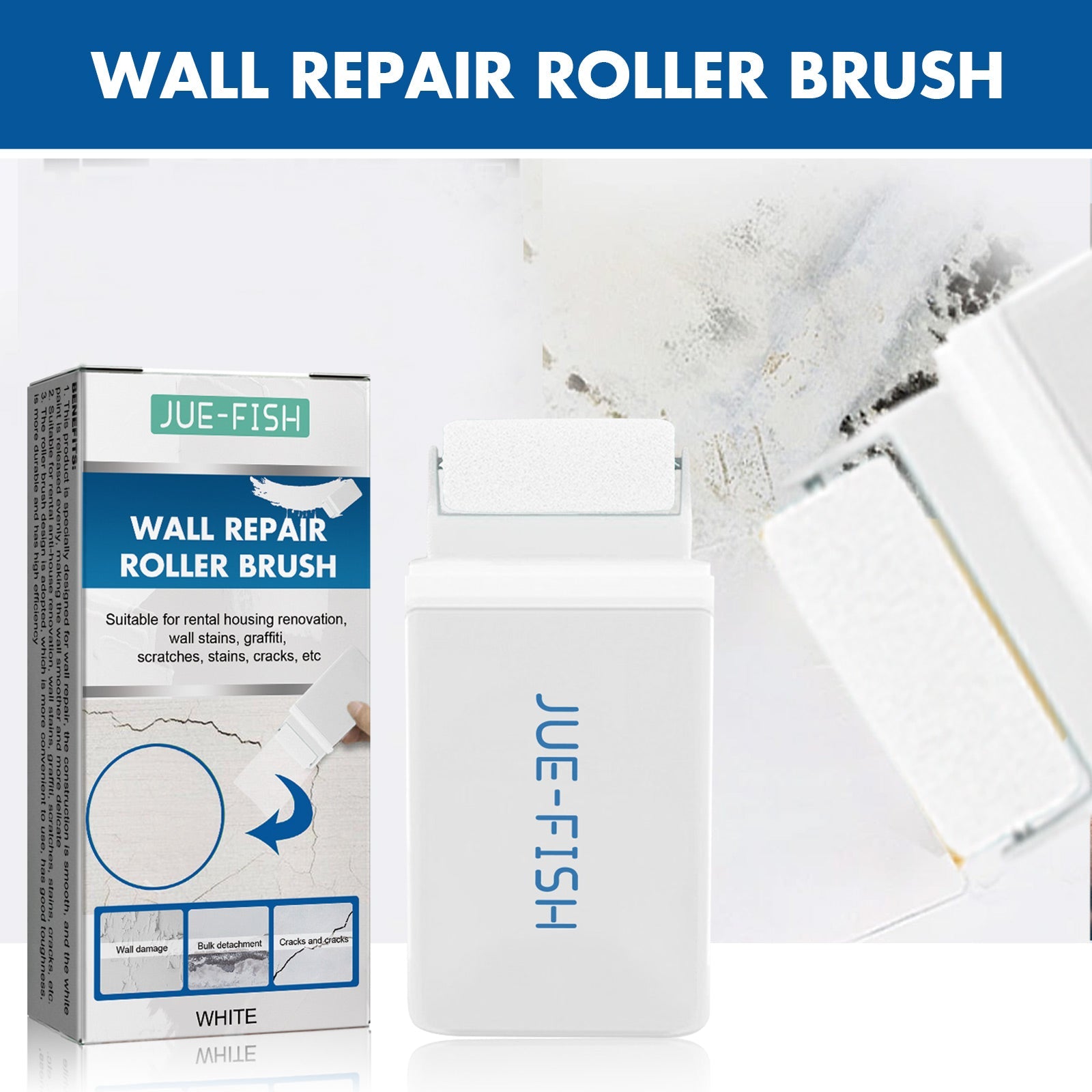 Wall Repair Roller Brush, White Paint Renovation, Moisture And Crack Prevention, Graffiti Cover Repair Wall Paint