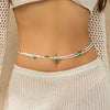 Sexy beach turquoise rice bead elastic waist chain for women's vacation style bead body chain