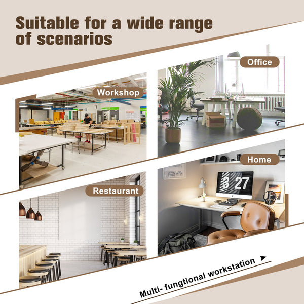 60 inch adjustable garage workbench, rubber wood heavy-duty workstation with power socket and wheels, 2000 pound load capacity