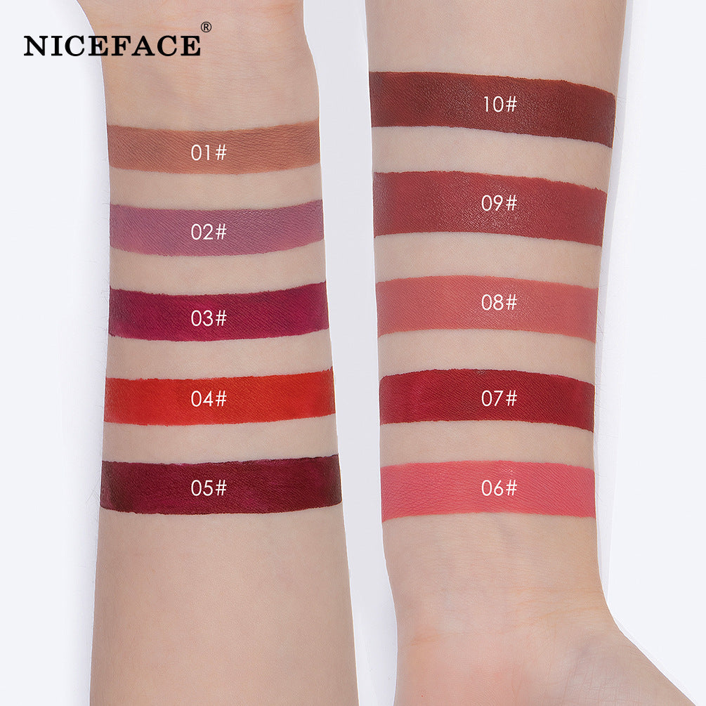 Niceface New Quality Lip Glaze Velvet Matte Lip Glaze Set Matte Non-stick Cup Holder Liquid Lipstick