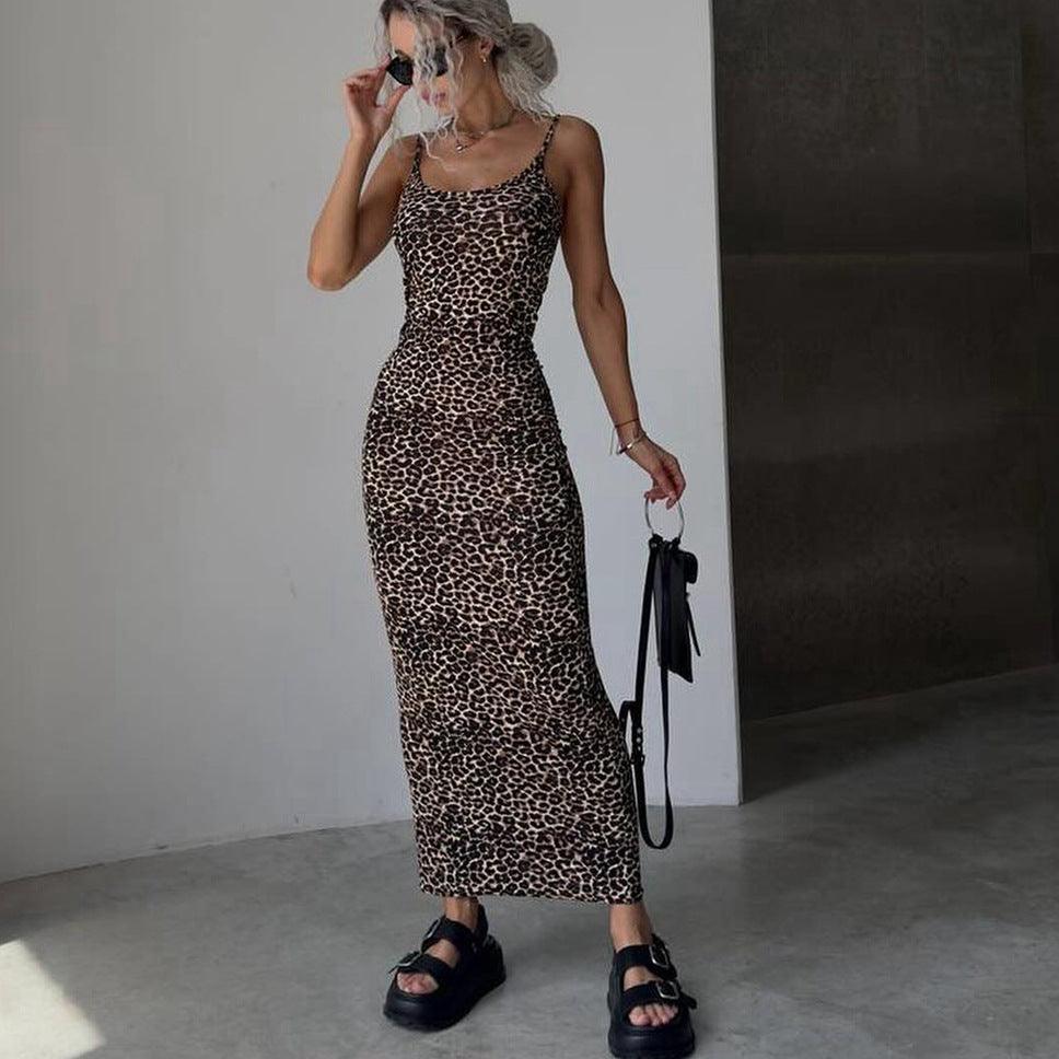 Strap top dress with waist bag and buttocks backless and slimming dress