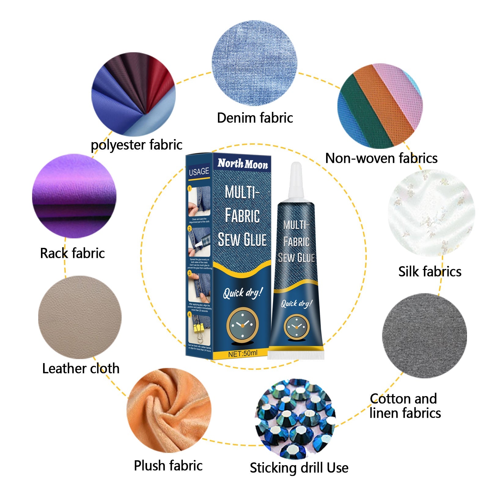 North Moon Fabric Sewing Glue Special Glue For Clothes Printing Pants Insoles Jeans Hole Fabric Glue