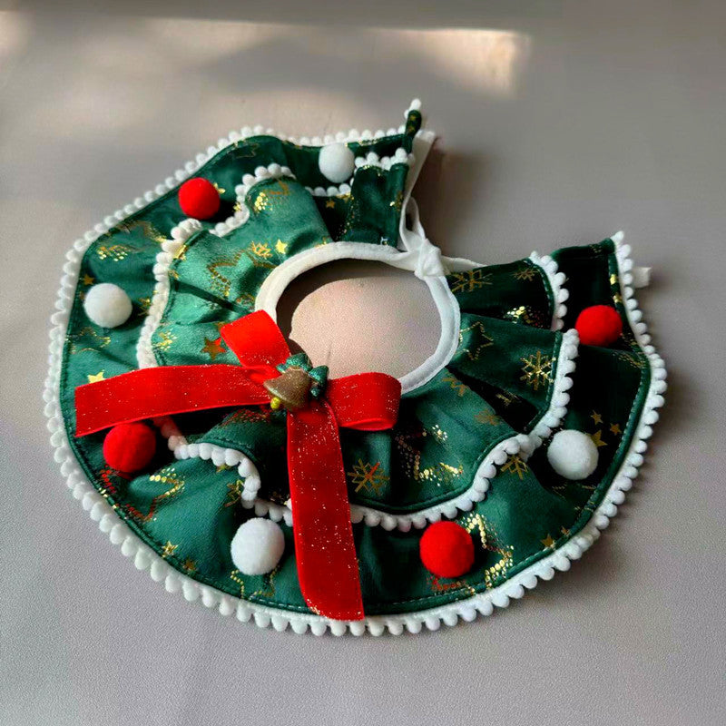 Pet Christmas Day Dress Up Scarf Decoration Supplies Dog Scarf Cat Water Scarf Mouth Tie Bow