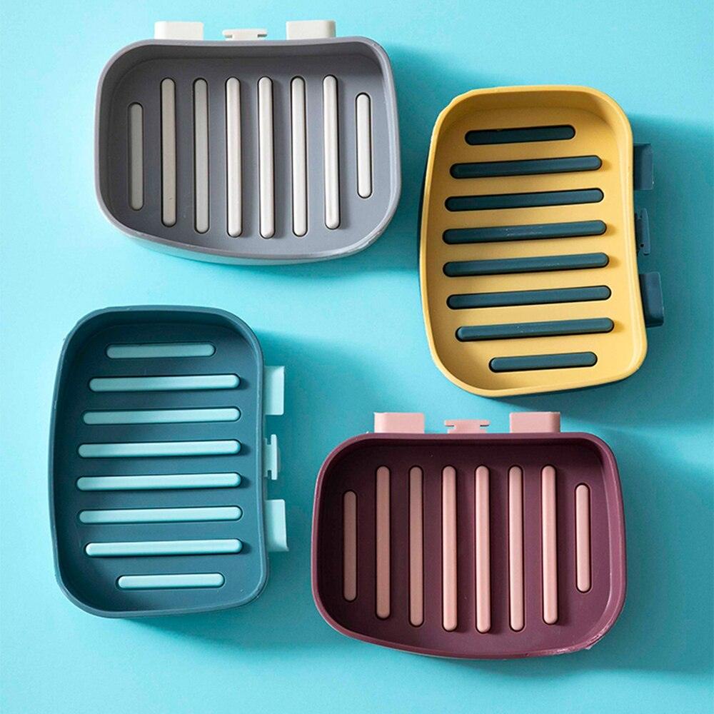Bathroom soap box storage rack free perforated shelf drain toilet soap rack household suction cup wall-mounted soap box