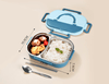 Stylish, simple, portable, large capacity 304 stainless steel two-compartment lunch box with bowl lunch box - Light Blue