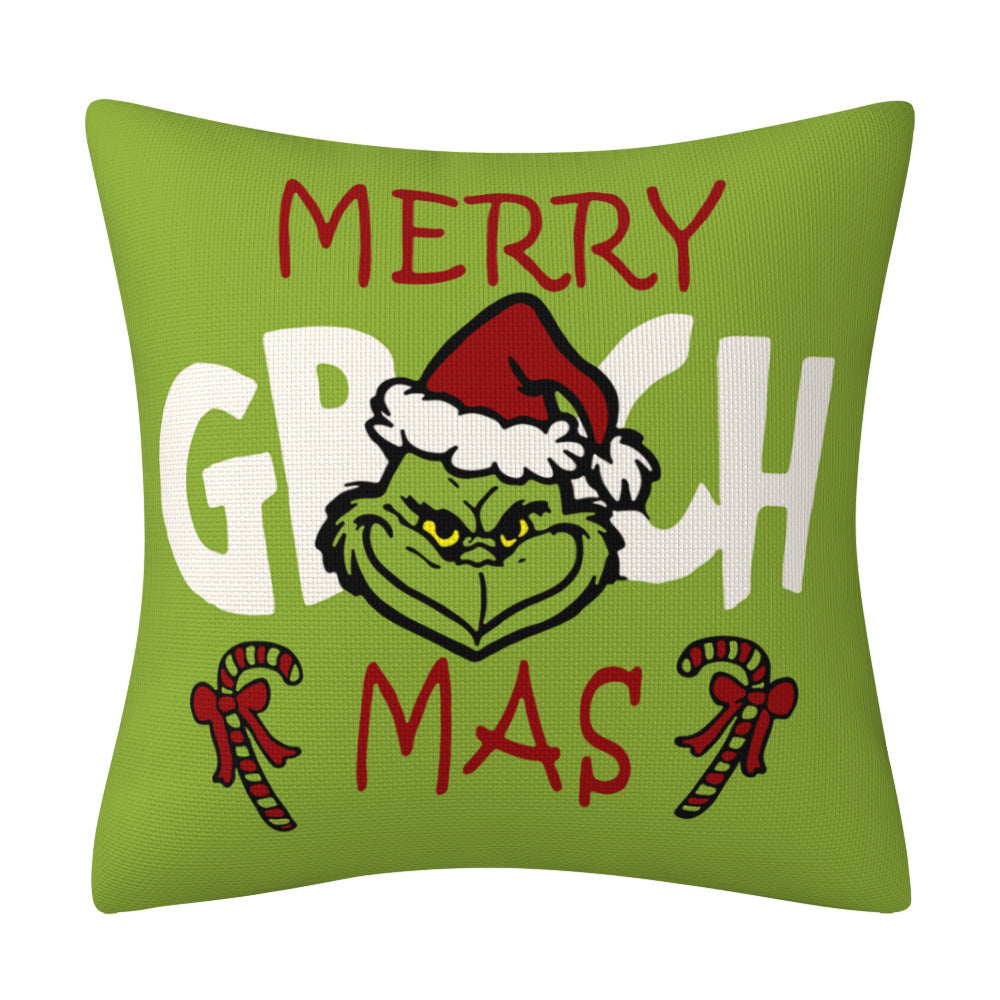 Greentown Cartoon Printed Christmas Pillow Cover Home Furnishings Cushion Sofa Pillowcase