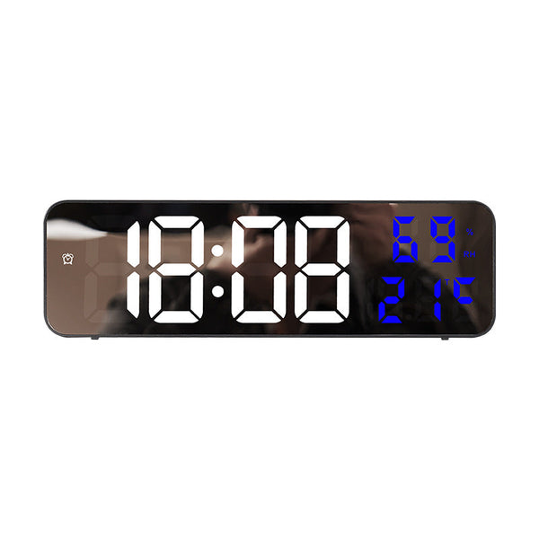 9-Inch Digital Wall Clock: Temp/Humid, Night Mode, Snooze, 12/24H, USB Plug-in LED Alarm Clock
