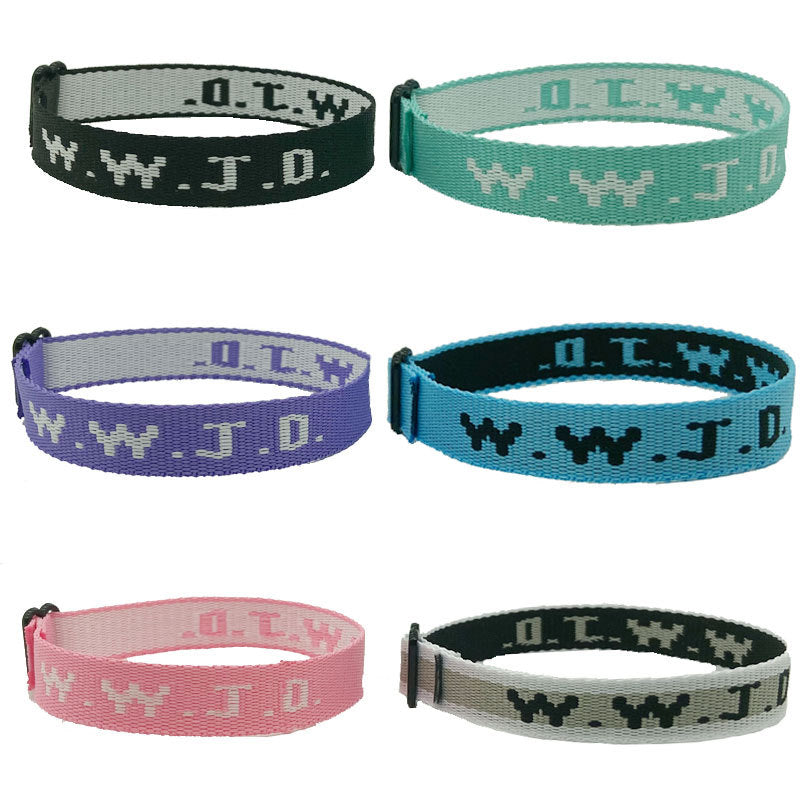 Alphabet Jacquard Printed Wrist Strap Bracelet Strap Unisex WWJD Bracelet Adjustable Bracelet