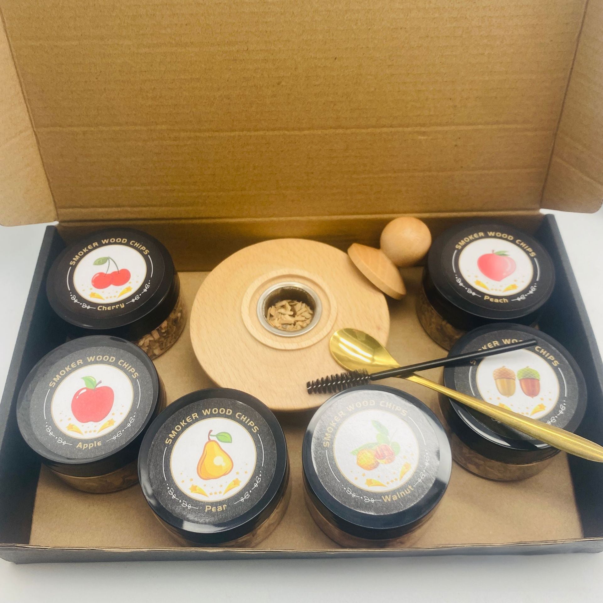 Cocktail Wood Smoker Hexagonal Round Saucer Bar Kitchen Smoking Tools Smoking Wood Cover 6pcs