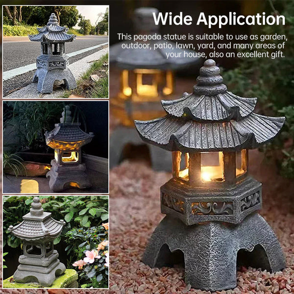 Solar-Powered Zen Garden Decor: Pagoda Lanterns & Statues - Gifts for You 'n Me