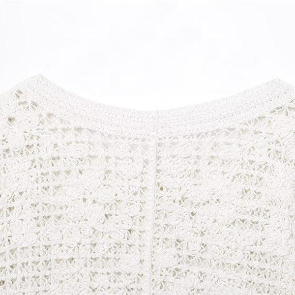 Style Women's Fashion Casual Long Sleeve Single Breasted Crochet Jacket