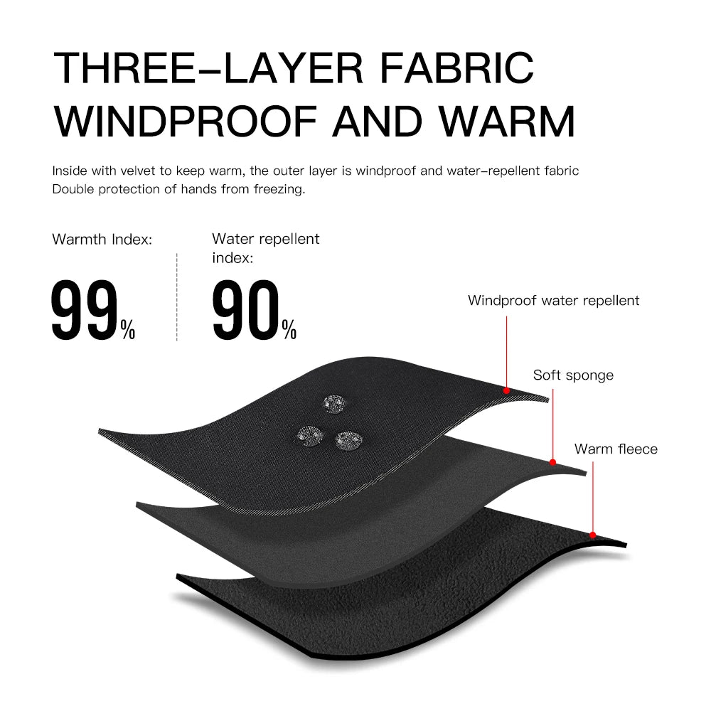 Outdoor cycling men's and women's warm touch screen cold and windproof skiing sports gloves