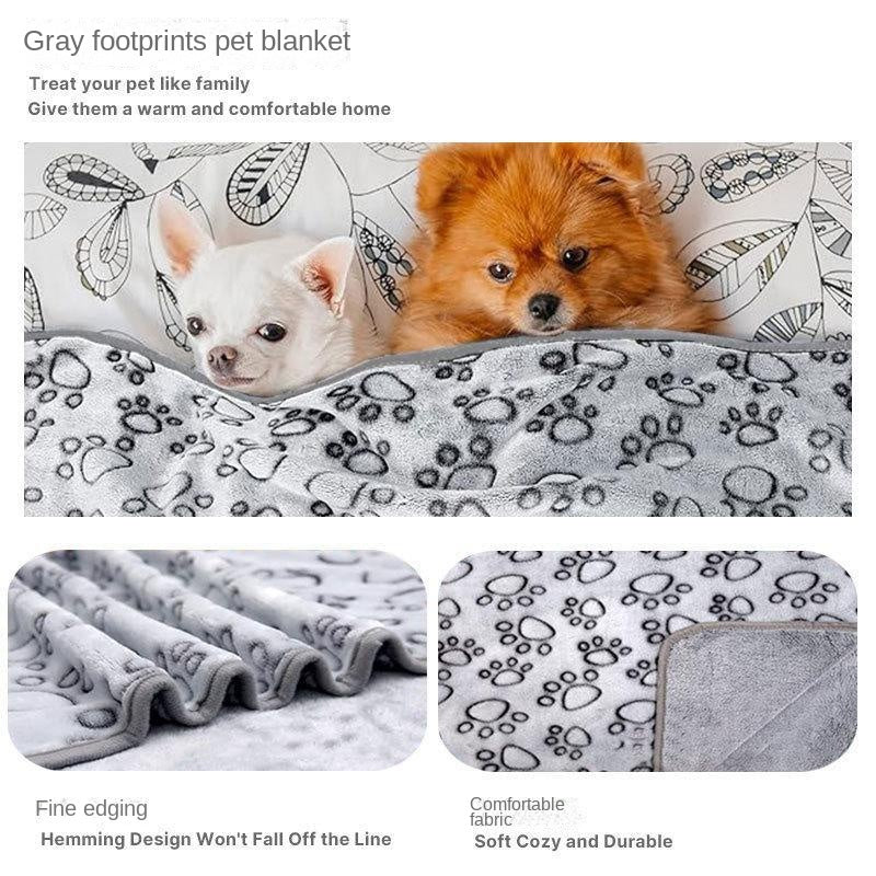 Pet Blanket Warm Cut Flower Footprint Cover Blanket Cat Dog Mat Fleece Embossed Pet Blanket