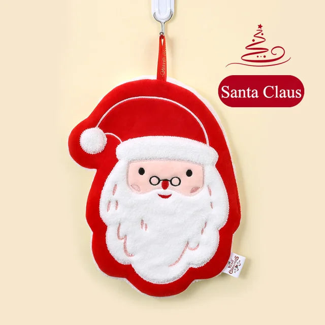 Christmas hand towel hanging style, new thickened coral fleece absorbent quick drying cloth, kitchen embroidery hand towel