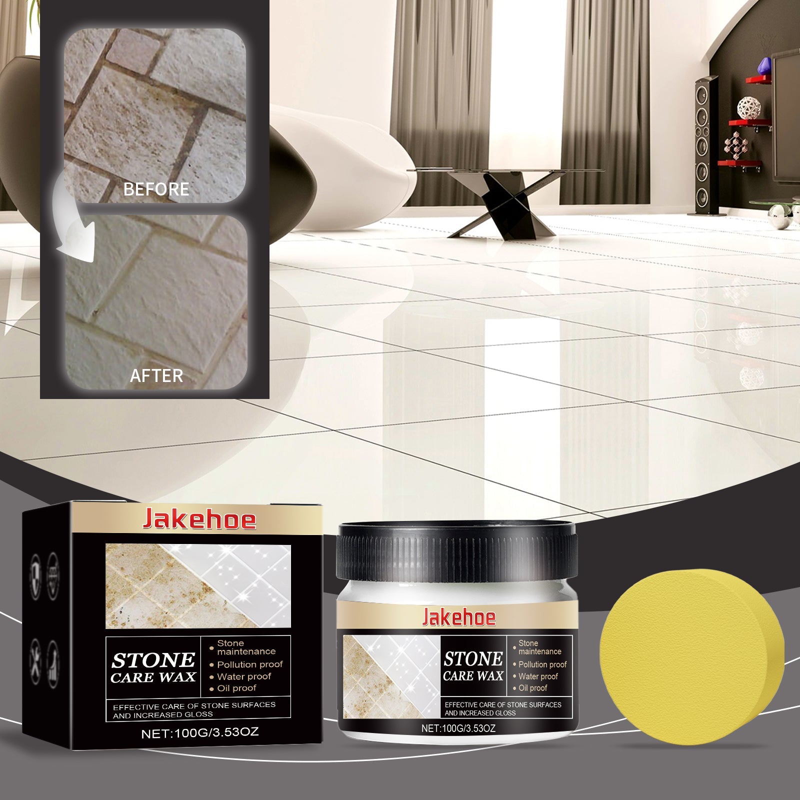 Stone Care Wax, Polished Refurbished Stone Furniture Paint Care Brightener Tile Repair Cream