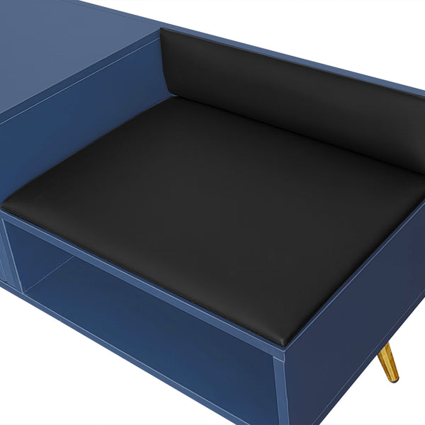 Modern Shoe Storage Bench with Hidden Storage and Upholstered Cushions for Bedside, Living Room and Entryway (Navy)