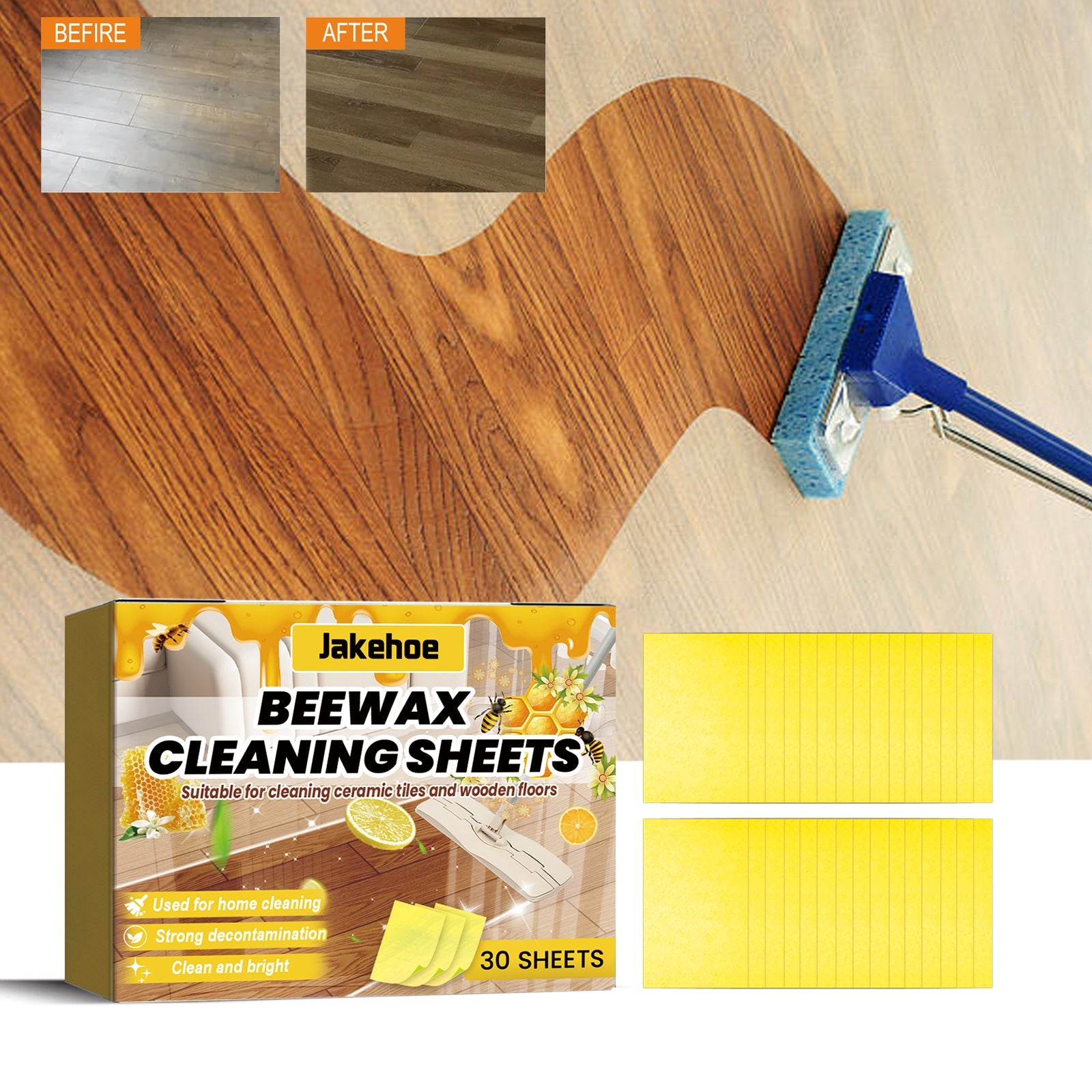 Beewax Cleaning Sheets, Home Floor Decontamination Descaling Lighten The Multifunctional Mop The Floor Clean