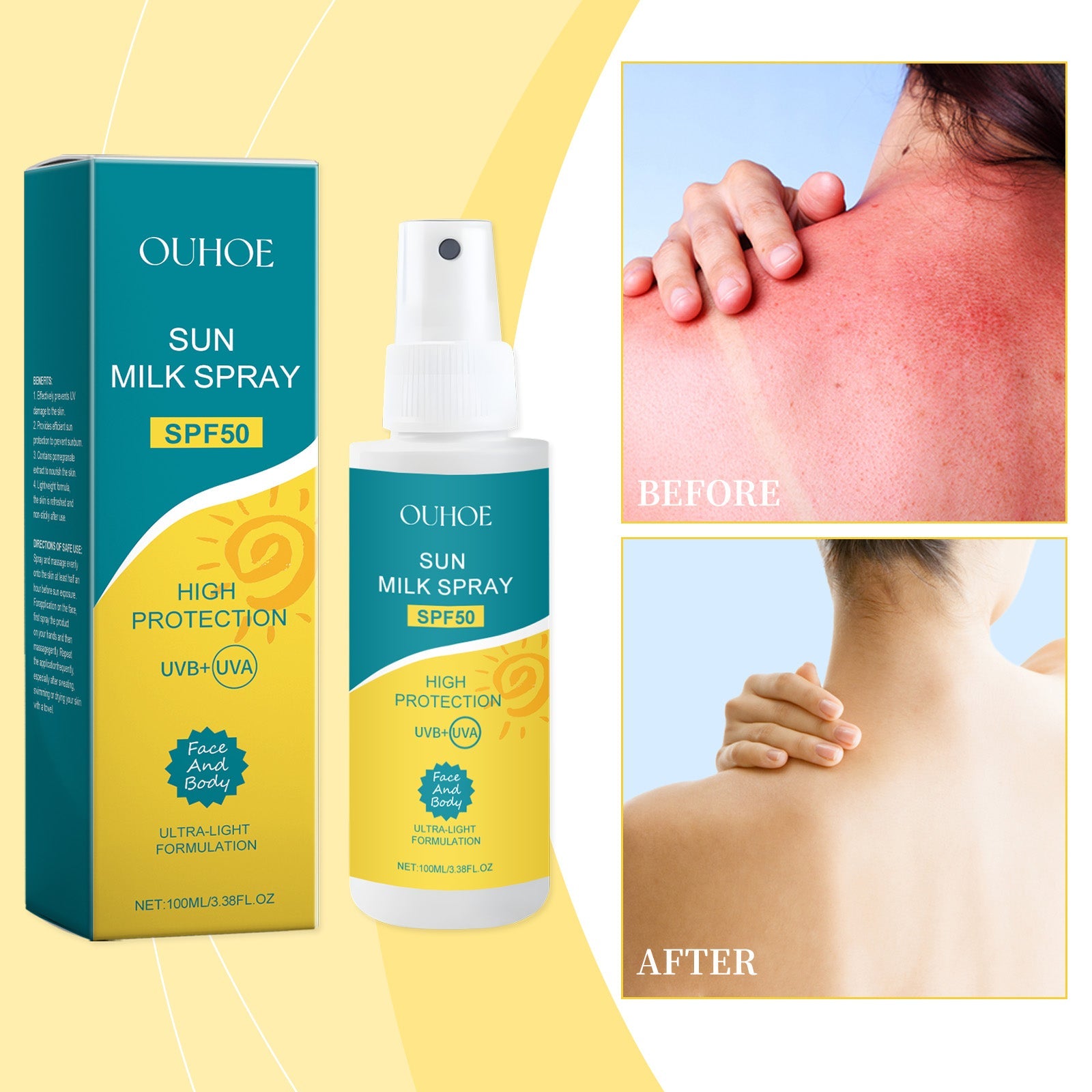 Protection Spray, Summer Outdoor Skin Protection Spray Moisturizing, Refreshing And Non-Greasy Skin Protection Spray