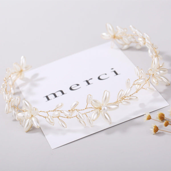Handmade pearl twisted bead headwear wedding dress bride's hair accessories