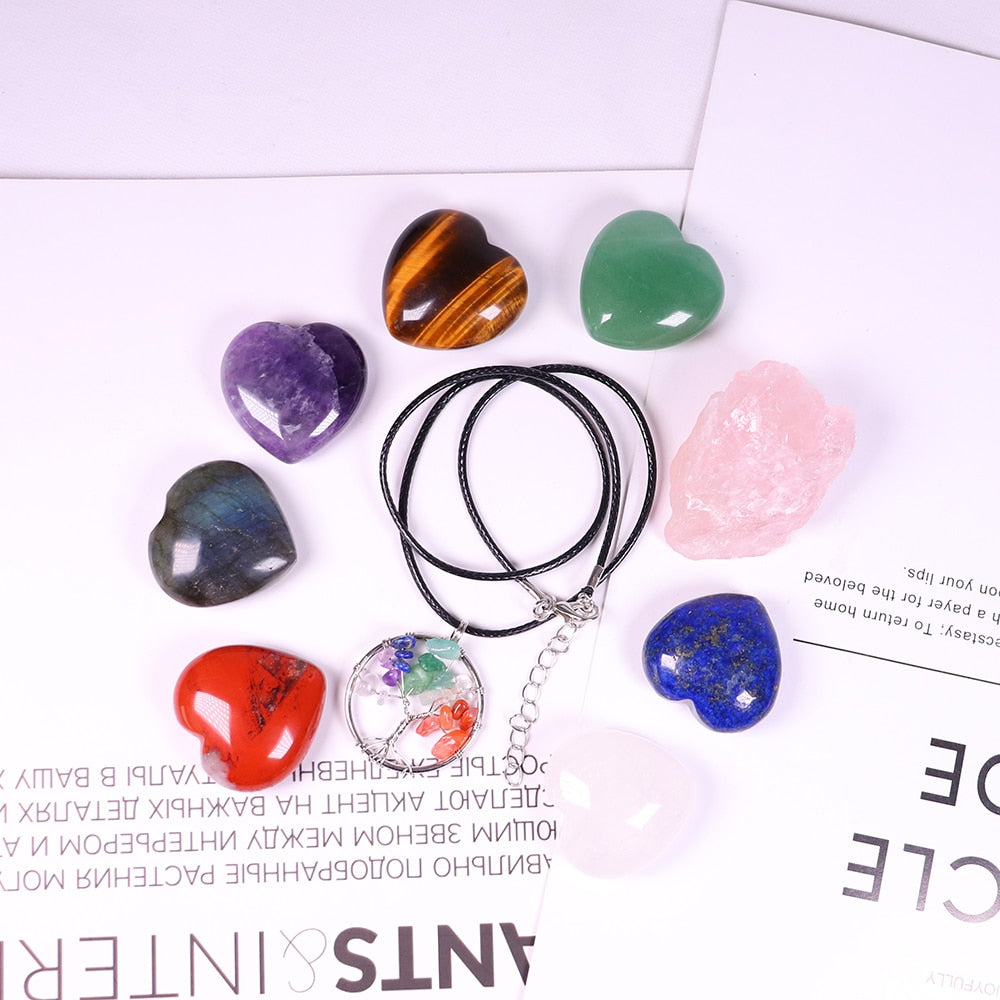 Natural crystal quartz Seven Chakra Crystal Love gemstone Healing stone mineral specimen box Collection