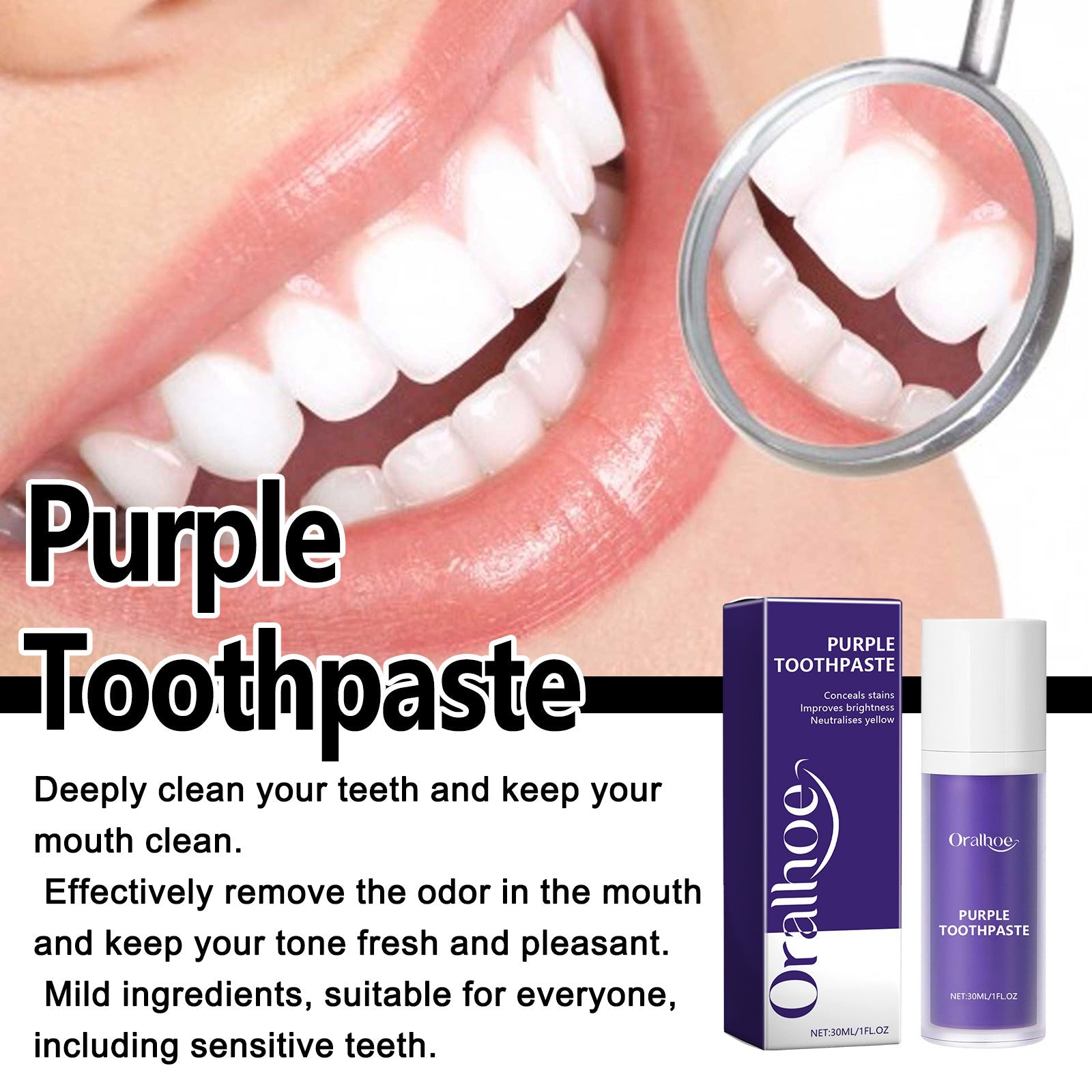 Purple Toothpaste, Deep Cleaning Tartar Stains Odor Fresh Breath Toothpaste