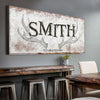 Rustic Family Antler Sign - 20x10 inch Medium Premium Gallery Wrapped / Style 1
