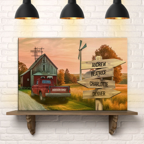 Old Truck Barn Family Names Sign